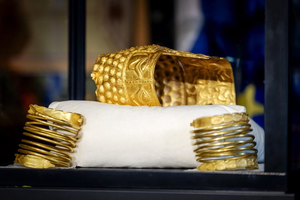 gold in a glass case